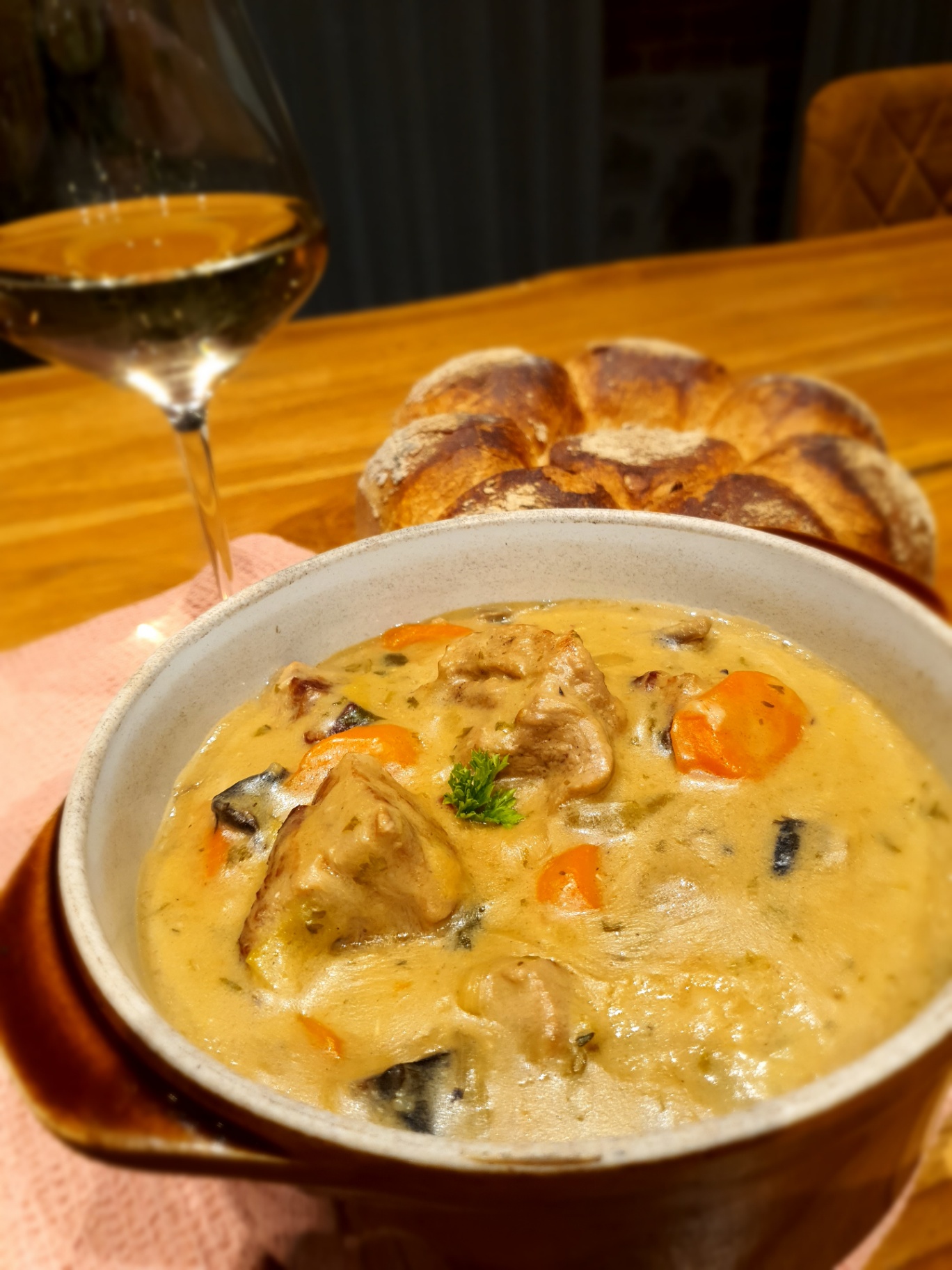 Blanquette crémeuse au vin blanc
